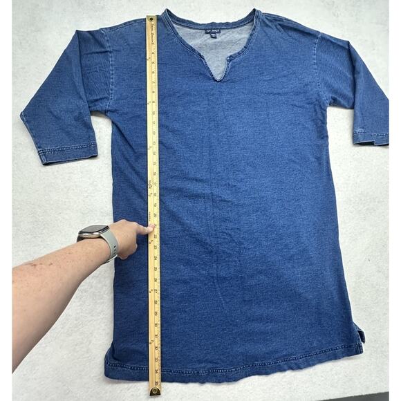 J.Jill Pure Jill Indigo Womens Large Dress Denim Chambray Blue 3/4 Sleeve - Picture 3 of 9